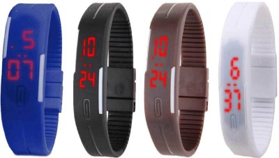 NS18 Silicone Led Magnet Band Combo of 4 Blue, Black, Brown And White Digital Watch  - For Boys & Girls   Watches  (NS18)