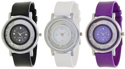 SPINOZA 01S011 black white purpal movable diamonds in dial Analog Watch  - For Girls   Watches  (SPINOZA)