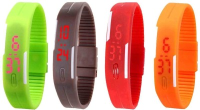 NS18 Silicone Led Magnet Band Combo of 4 Green, Brown, Red And Orange Digital Watch  - For Boys & Girls   Watches  (NS18)