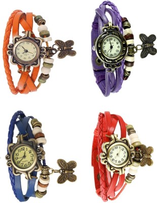 NS18 Vintage Butterfly Rakhi Combo of 4 Orange, Blue, Purple And Red Analog Watch  - For Women   Watches  (NS18)