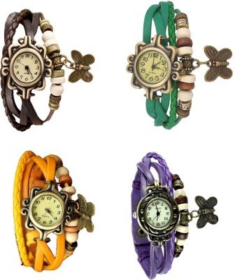 NS18 Vintage Butterfly Rakhi Combo of 4 Brown, Yellow, Green And Purple Analog Watch  - For Women   Watches  (NS18)