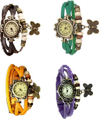 

NS18 Vintage Butterfly Rakhi Combo of 4 Brown, Yellow, Green And Purple Watch - For Women