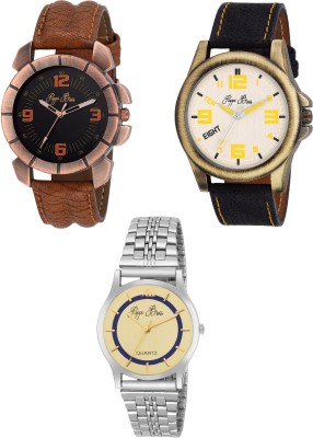 Pappi Boss Fantastic Pack of 3 Leather Casual Analog Watch  - For Men   Watches  (Pappi Boss)