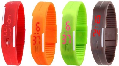 NS18 Silicone Led Magnet Band Combo of 4 Red, Orange, Green And Brown Digital Watch  - For Boys & Girls   Watches  (NS18)