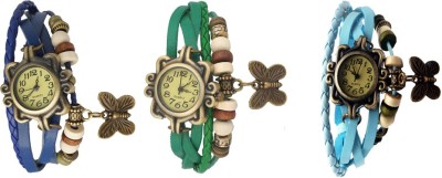 NS18 Vintage Butterfly Rakhi Watch Combo of 3 Blue, Green And Sky Blue Analog Watch  - For Women   Watches  (NS18)