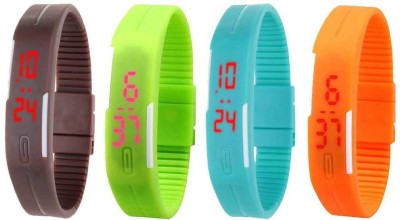NS18 Silicone Led Magnet Band Combo of 4 Brown, Green, Sky Blue And Orange Digital Watch  - For Boys & Girls   Watches  (NS18)