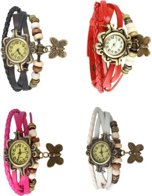 NS18 Vintage Butterfly Rakhi Combo of 4 Black, Pink, Red And White Analog Watch  - For Women   Watches  (NS18)