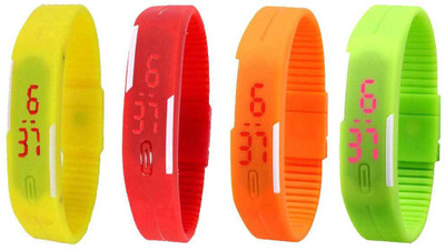 

Kissu Led Magnet Band Combo of 4 Yellow, Red, Orange And Green Watch - For Men & Women