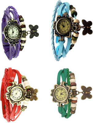 

Kissu Vintage Rakhi Combo of 4 Purple, Red, Sky Blue And Green Watch - For Women