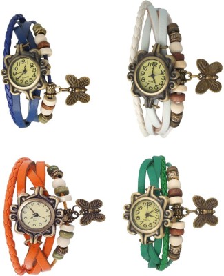 NS18 Vintage Butterfly Rakhi Combo of 4 Blue, Orange, White And Green Analog Watch  - For Women   Watches  (NS18)