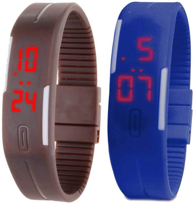 

Kissu Led Band Watch Combo of 2 Brown And Blue Watch - For Couple