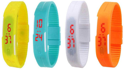 

Kissu Led Magnet Band Combo of 4 Yellow, Sky Blue, White And Orange Watch - For Men & Women