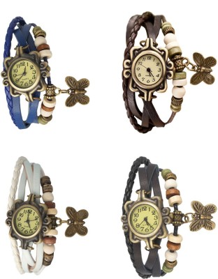 NS18 Vintage Butterfly Rakhi Combo of 4 Blue, White, Brown And Black Analog Watch  - For Women   Watches  (NS18)