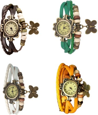 NS18 Vintage Butterfly Rakhi Combo of 4 Brown, White, Green And Yellow Analog Watch  - For Women   Watches  (NS18)