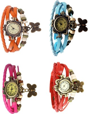 NS18 Vintage Butterfly Rakhi Combo of 4 Orange, Pink, Sky Blue And Red Analog Watch  - For Women   Watches  (NS18)