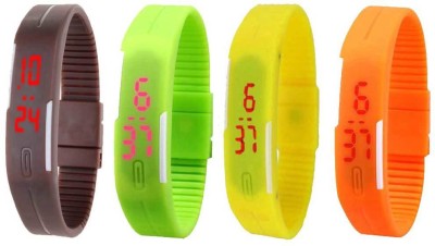 NS18 Silicone Led Magnet Band Combo of 4 Brown, Green, Yellow And Orange Digital Watch  - For Boys & Girls   Watches  (NS18)