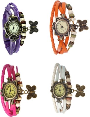 NS18 Vintage Butterfly Rakhi Combo of 4 Purple, Pink, Orange And White Analog Watch  - For Women   Watches  (NS18)