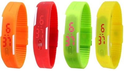 NS18 Silicone Led Magnet Band Combo of 4 Orange, Red, Green And Yellow Digital Watch  - For Boys & Girls   Watches  (NS18)