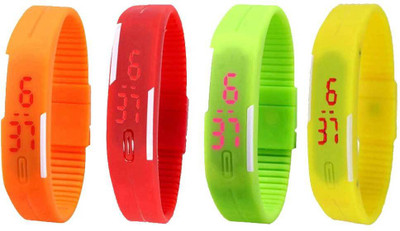

Kissu Led Magnet Band Combo of 4 Orange, Red, Green And Yellow Watch - For Men & Women