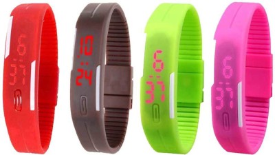 NS18 Silicone Led Magnet Band Combo of 4 Red, Brown, Green And Pink Digital Watch  - For Boys & Girls   Watches  (NS18)