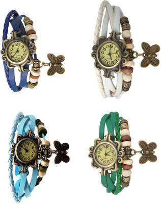 View NS18 Vintage Butterfly Rakhi Combo of 4 Blue, Sky Blue, White And Green Watch  - For Women Wrist Watches Price Online(NS18)