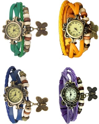 NS18 Vintage Butterfly Rakhi Combo of 4 Green, Blue, Yellow And Purple Analog Watch  - For Women   Watches  (NS18)