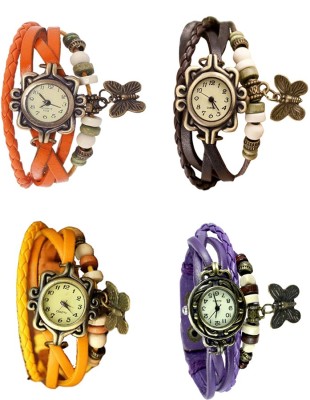NS18 Vintage Butterfly Rakhi Combo of 4 Orange, Yellow, Brown And Purple Analog Watch  - For Women   Watches  (NS18)