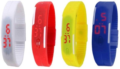NS18 Silicone Led Magnet Band Combo of 4 White, Red, Yellow And Blue Digital Watch  - For Boys & Girls   Watches  (NS18)