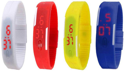 

Kissu Led Magnet Band Combo of 4 White, Red, Yellow And Blue Watch - For Men & Women