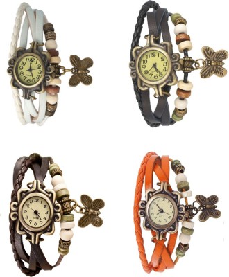 NS18 Vintage Butterfly Rakhi Combo of 4 White, Brown, Black And Orange Analog Watch  - For Women   Watches  (NS18)