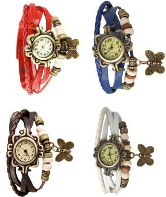 NS18 Vintage Butterfly Rakhi Combo of 4 Red, Brown, Blue And White Analog Watch  - For Women   Watches  (NS18)