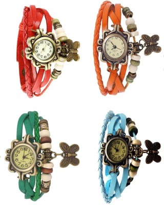 NS18 Vintage Butterfly Rakhi Combo of 4 Red, Green, Orange And Sky Blue Analog Watch  - For Women   Watches  (NS18)