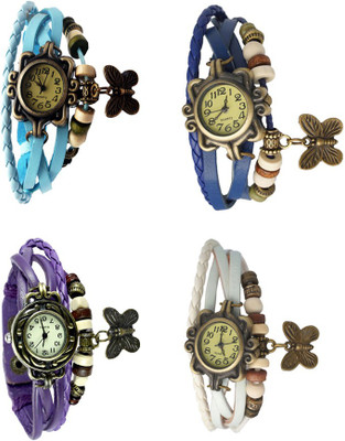 

NS18 Vintage Butterfly Rakhi Combo of 4 Sky Blue, Purple, Blue And White Watch - For Women