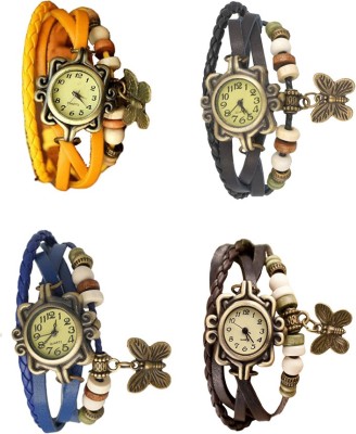NS18 Vintage Butterfly Rakhi Combo of 4 Yellow, Blue, Black And Brown Analog Watch  - For Women   Watches  (NS18)