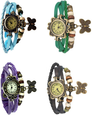 

Kissu Vintage Rakhi Combo of 4 Sky Blue, Purple, Green And Black Watch - For Women