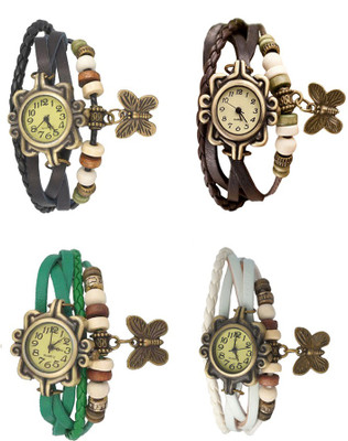 

NS18 Vintage Butterfly Rakhi Combo of 4 Black, Green, Brown And White Watch - For Women