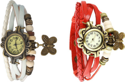 

Kissu Vintage Rakhi Watch Combo of 2 White And Red Watch - For Women