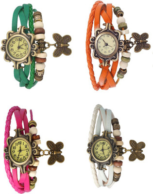 

Kissu Vintage Rakhi Combo of 4 Green, Pink, Orange And White Watch - For Women