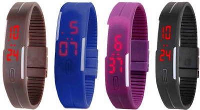 

Kissu Led Magnet Band Combo of 4 Brown, Blue, Purple And Black Watch - For Men & Women