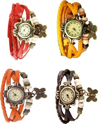 NS18 Vintage Butterfly Rakhi Combo of 4 Red, Orange, Yellow And Brown Analog Watch  - For Women   Watches  (NS18)