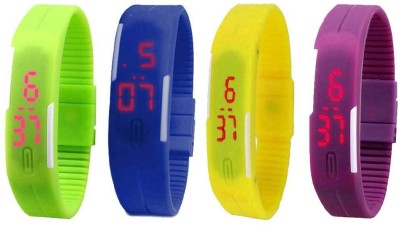 NS18 Silicone Led Magnet Band Watch Combo of 4 Green, Blue, Yellow And Purple Digital Watch  - For Couple   Watches  (NS18)