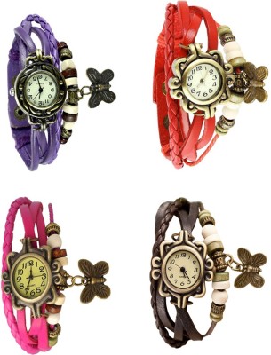 NS18 Vintage Butterfly Rakhi Combo of 4 Purple, Pink, Red And Brown Analog Watch  - For Women   Watches  (NS18)