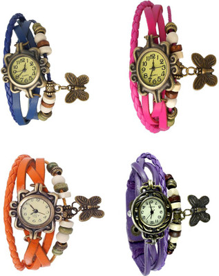 

Kissu Vintage Rakhi Combo of 4 Blue, Orange, Pink And Purple Watch - For Women