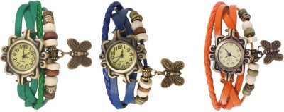 NS18 Vintage Butterfly Rakhi Watch Combo of 3 Green, Blue And Orange Analog Watch  - For Women   Watches  (NS18)