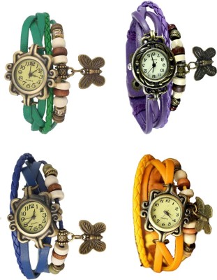NS18 Vintage Butterfly Rakhi Combo of 4 Green, Blue, Purple And Yellow Analog Watch  - For Women   Watches  (NS18)