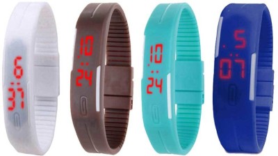 NS18 Silicone Led Magnet Band Combo of 4 White, Brown, Sky Blue And Blue Digital Watch  - For Boys & Girls   Watches  (NS18)