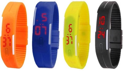 NS18 Silicone Led Magnet Band Combo of 4 Orange, Blue, Yellow And Black Digital Watch  - For Boys & Girls   Watches  (NS18)