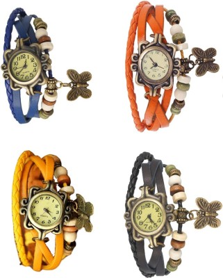NS18 Vintage Butterfly Rakhi Combo of 4 Blue, Yellow, Orange And Black Analog Watch  - For Women   Watches  (NS18)