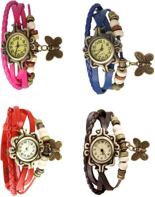 NS18 Vintage Butterfly Rakhi Combo of 4 Pink, Red, Blue And Brown Analog Watch  - For Women   Watches  (NS18)