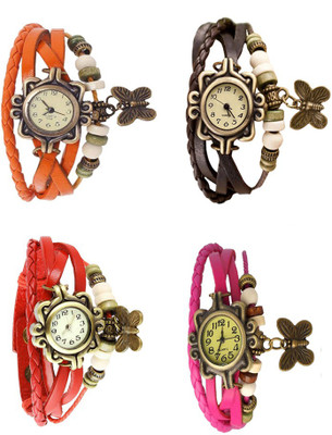 

Kissu Vintage Rakhi Combo of 4 Orange, Red, Brown And Pink Watch - For Women